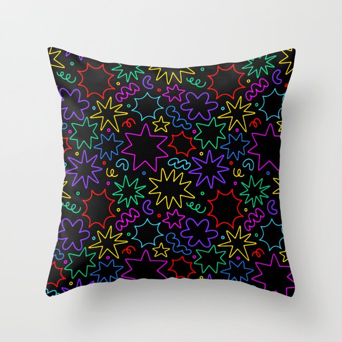Colorful fun star doodle pattern Throw Pillow Gallery Image 6