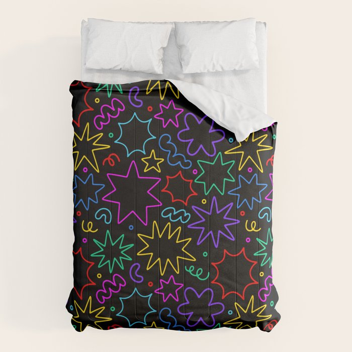 Colorful fun star doodle pattern Comforter Gallery Image 6
