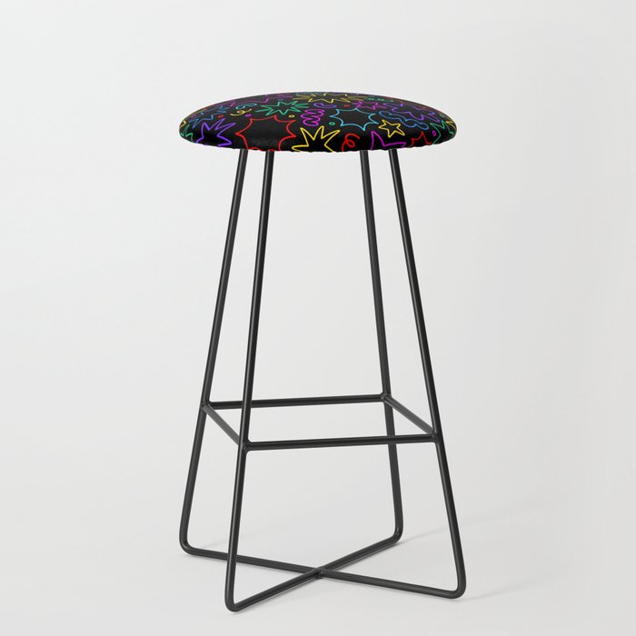 Colorful fun star doodle pattern Stool Gallery Image 1