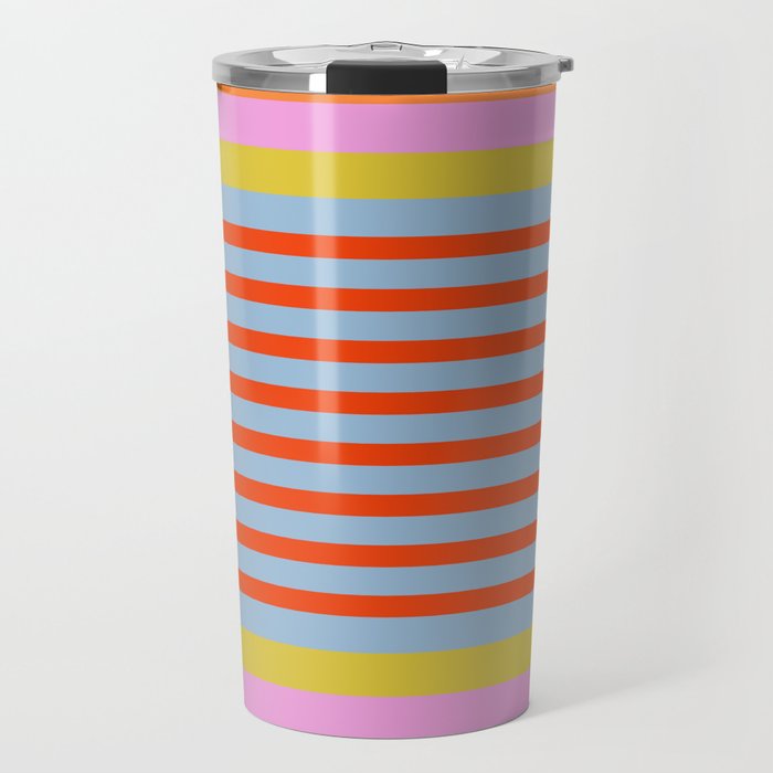 Bold Color Stripes Play Summer Bright Pattern 1 Travel Mug Gallery Image 1