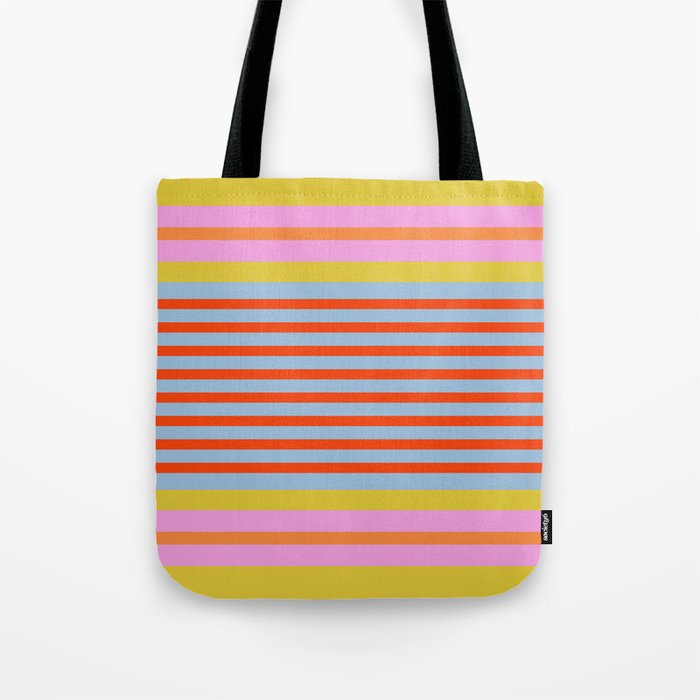 Bold Color Stripes Play Summer Bright Pattern 1 Tote Bag Gallery Image 1