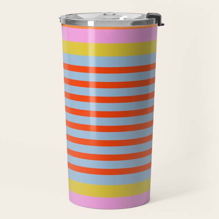 Bold Color Stripes Play Summer Bright Pattern 1 Travel Mug Gallery Image 2