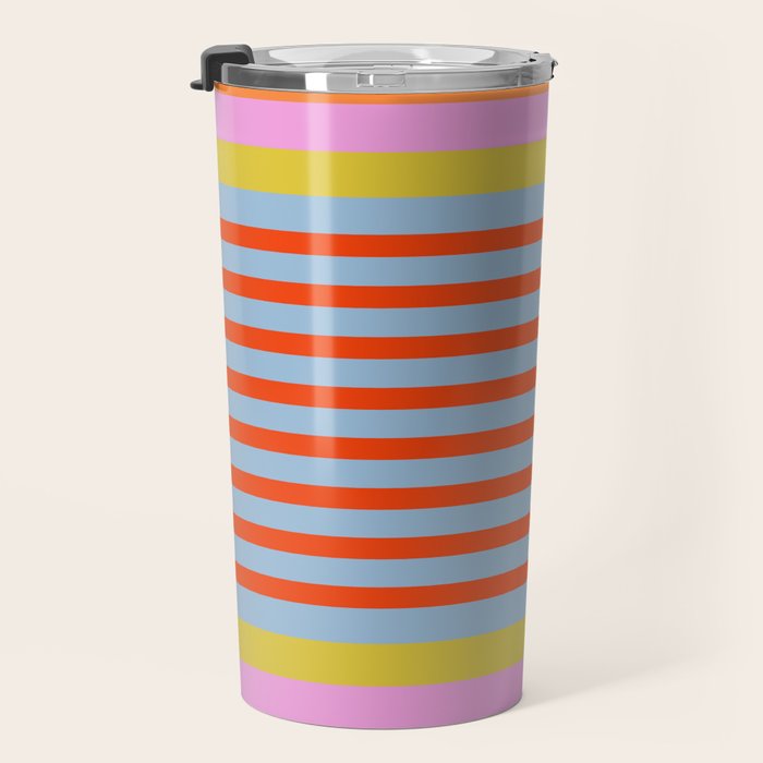 Bold Color Stripes Play Summer Bright Pattern 1 Travel Mug Gallery Image 3