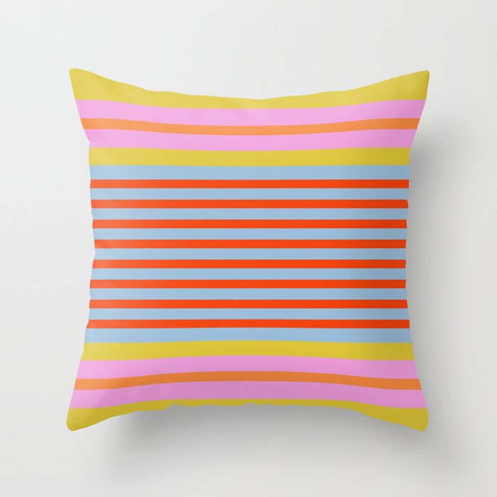 Bold Color Stripes Play Summer Bright Pattern 1 Throw Pillow Gallery Image 6