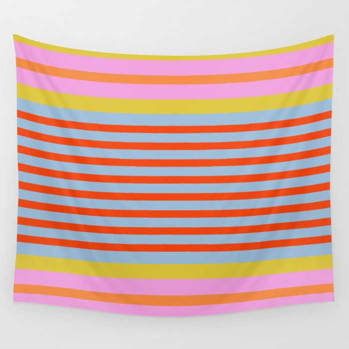 Bold Color Stripes Play Summer Bright Pattern 1 Wall Tapestry Gallery Image 4