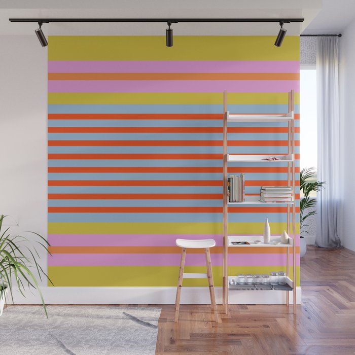 Bold Color Stripes Play Summer Bright Pattern 1 Wall Mural Gallery Image 1