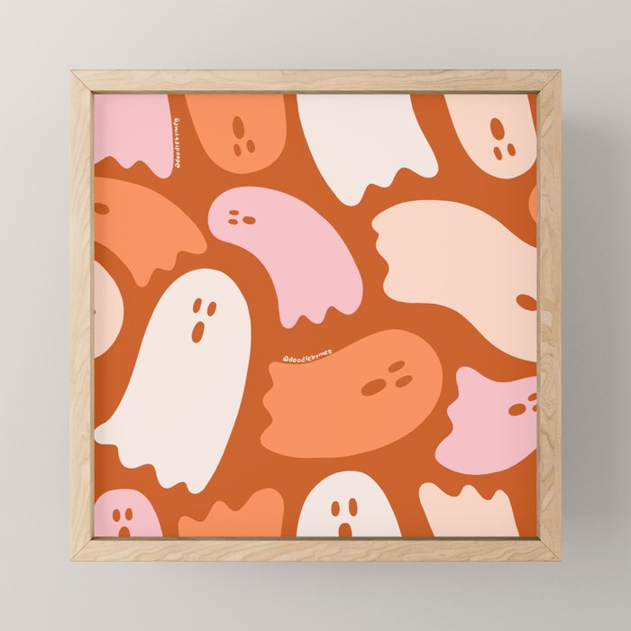 Ghost Print in Orange Mini Art Print Gallery Image 1