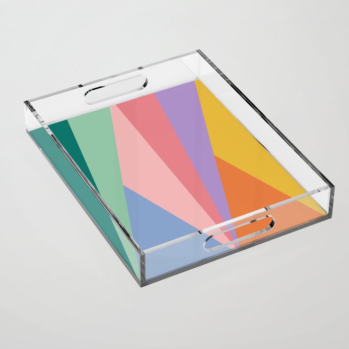 Geometric Triangles I Bright Pastel Acrylic Tray Gallery Image 1