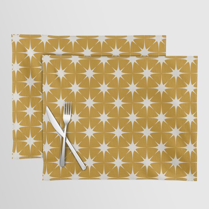 Mustard Yellow Midcentury Modern Atomic Starburst Placemat Gallery Image 1