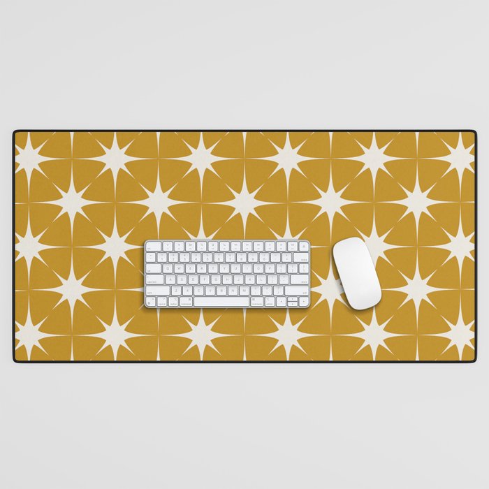 Mustard Yellow Midcentury Modern Atomic Starburst Desk Mat Gallery Image 1