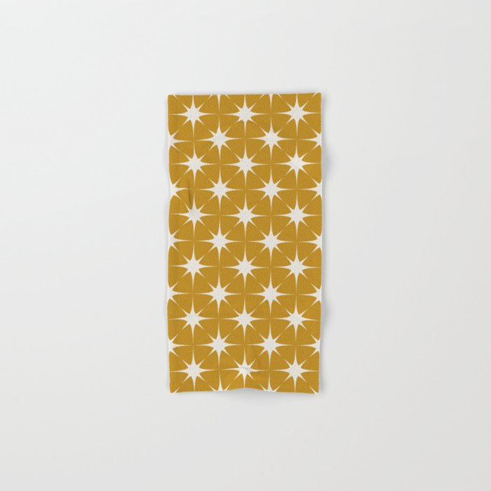 Mustard Yellow Midcentury Modern Atomic Starburst Bath Towel Gallery Image 1