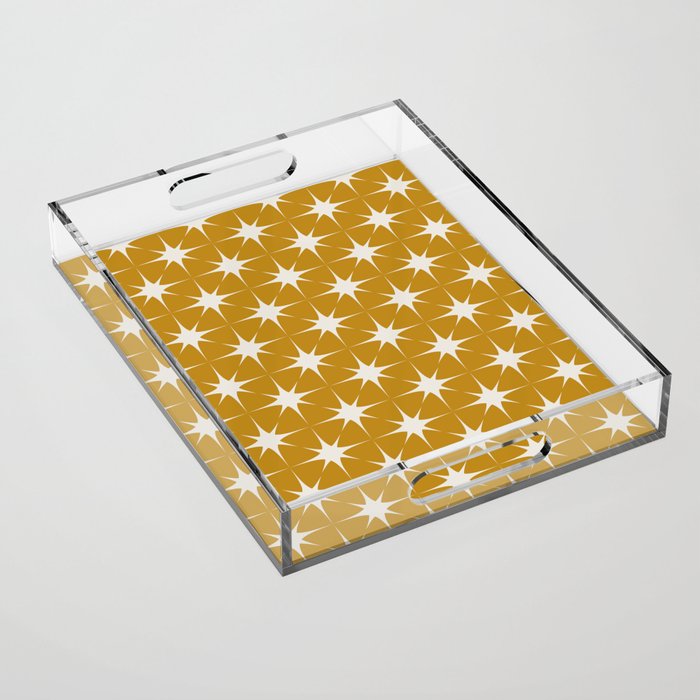 Mustard Yellow Midcentury Modern Atomic Starburst Acrylic Tray Gallery Image 1