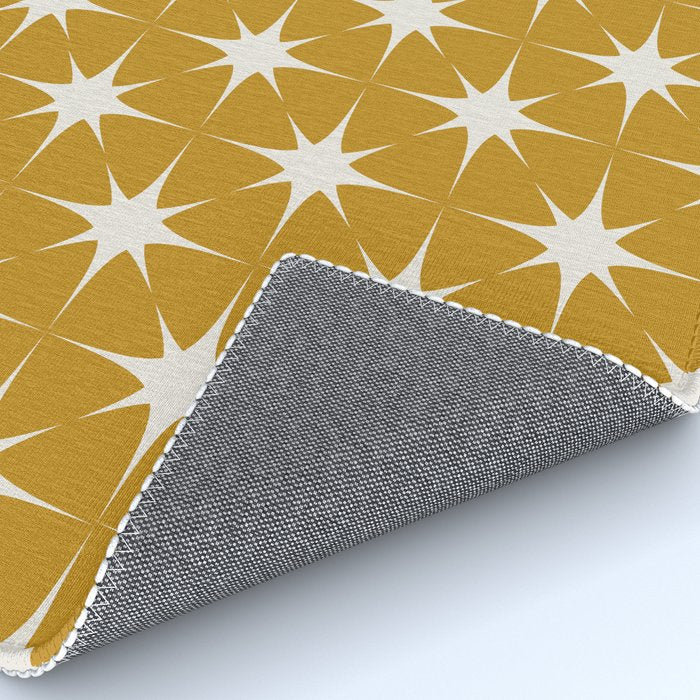 Mustard Yellow Midcentury Modern Atomic Starburst Rug Gallery Image 4