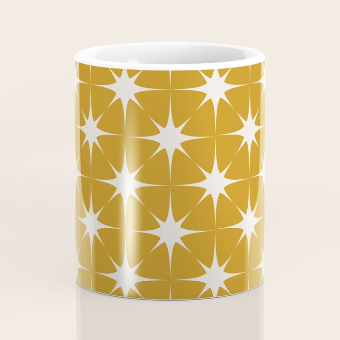 Mustard Yellow Midcentury Modern Atomic Starburst Coffee Mug Gallery Image 4