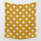 Mustard Yellow Midcentury Modern Atomic Starburst Wall Tapestry Gallery Image 4
