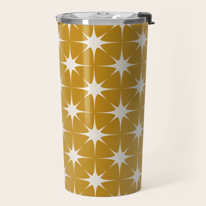 Mustard Yellow Midcentury Modern Atomic Starburst Travel Mug Gallery Image 2