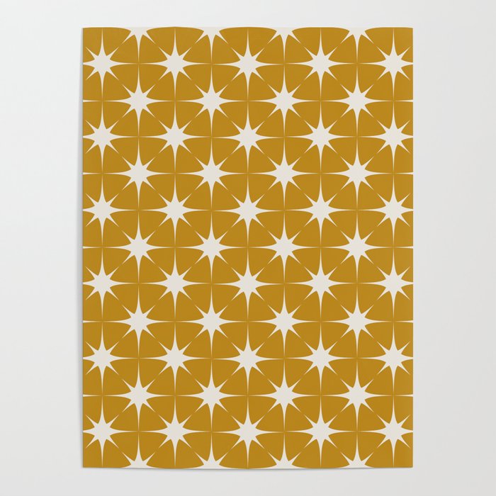 Mustard Yellow Midcentury Modern Atomic Starburst Poster Gallery Image 4