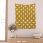 Mustard Yellow Midcentury Modern Atomic Starburst Wall Tapestry Gallery Image 2