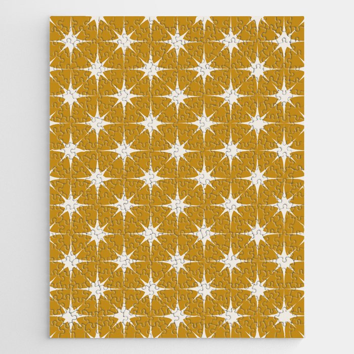 Mustard Yellow Midcentury Modern Atomic Starburst Jigsaw Puzzle Gallery Image 1