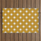 Mustard Yellow Midcentury Modern Atomic Starburst Outdoor Rug Gallery Image 1