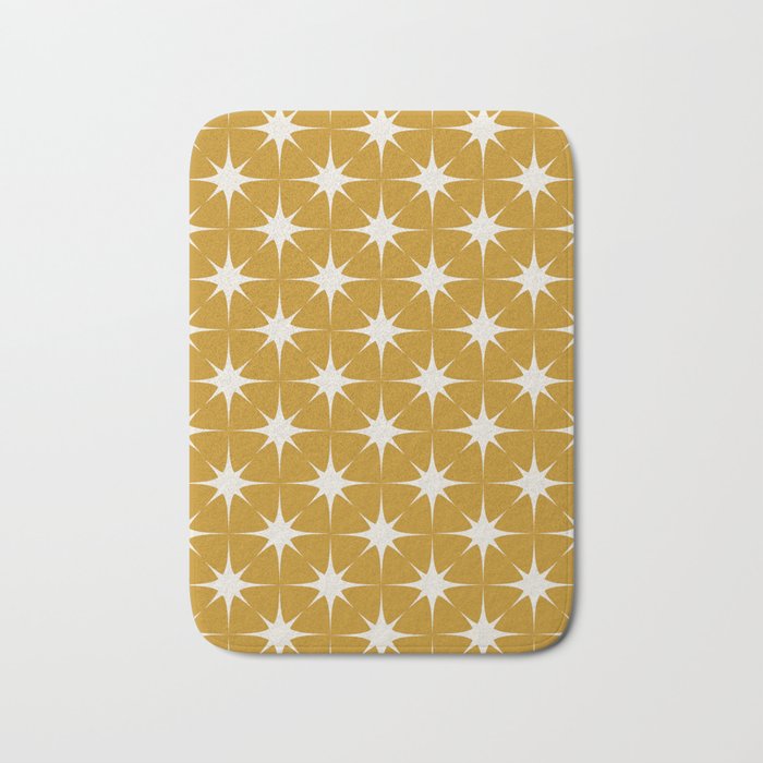 Mustard Yellow Midcentury Modern Atomic Starburst Bath Mat Gallery Image 1