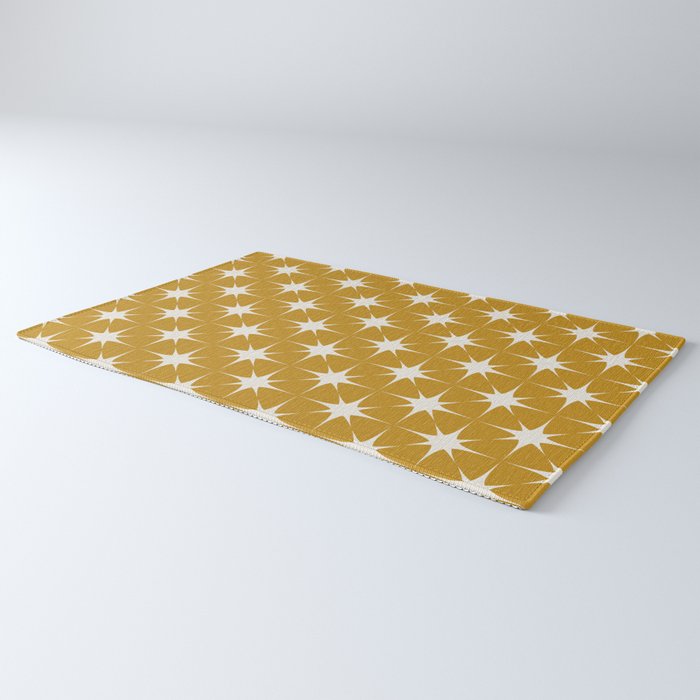 Mustard Yellow Midcentury Modern Atomic Starburst Rug Gallery Image 3