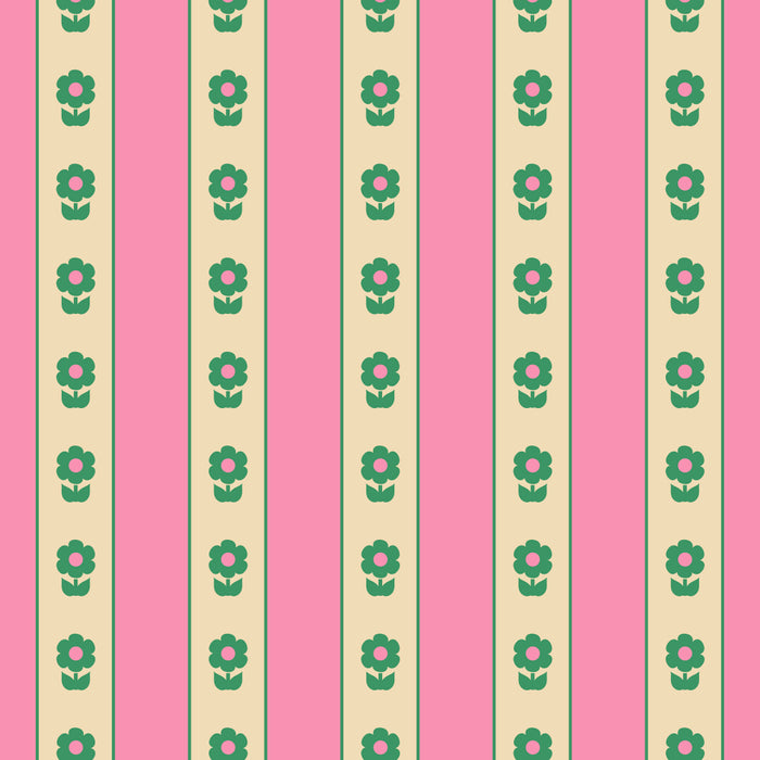 Cottage Stripes and Flowers Pattern in Pink and Green Coffee Mug Gallery Image 2