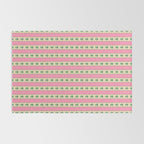 Cottage Stripes and Flowers Pattern in Pink and Green Rug Gallery Image 2