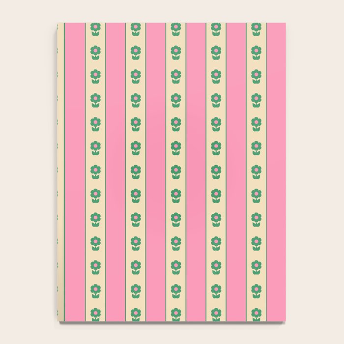 Cottage Stripes and Flowers Pattern in Pink and Green Notebook Gallery Image 4