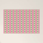 Cottage Stripes and Flowers Pattern in Pink and Green Welcome Mat Gallery Image 1