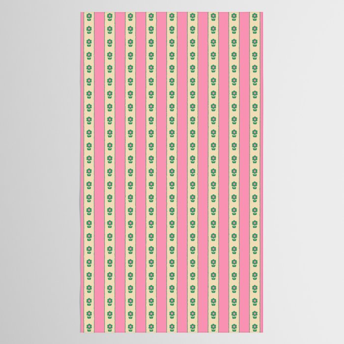Cottage Stripes and Flowers Pattern in Pink and Green Tablecloth Gallery Image 2