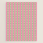 Cottage Stripes and Flowers Pattern in Pink and Green Jigsaw Puzzle Gallery Image 1