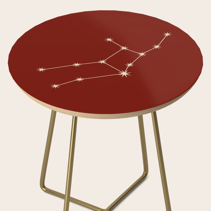 Virgo Zodiac Star Constellation Line Art Ruby Red Side Table Gallery Image 2