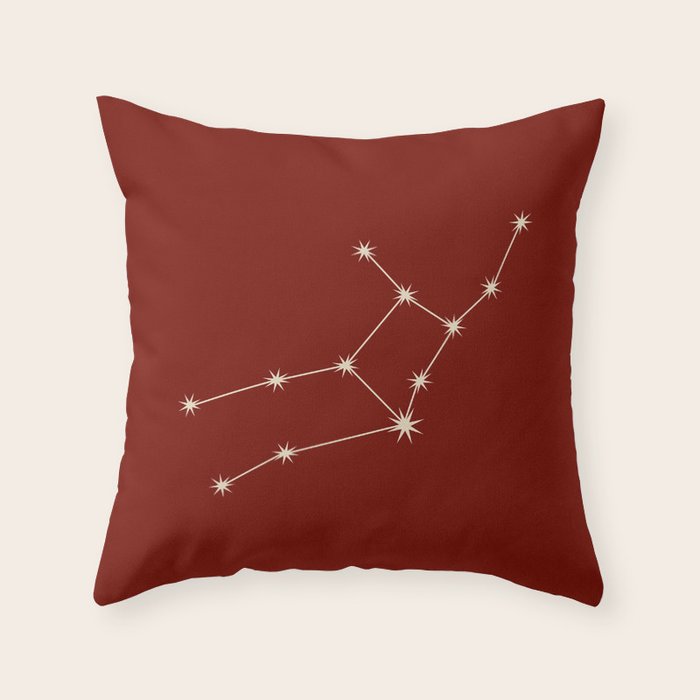 Virgo Zodiac Star Constellation Line Art Ruby Red Throw Pillow Gallery Image 6