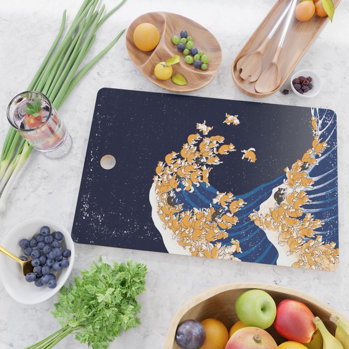 Shiba Inu The Great Wave in Night Cutting Board Gallery Image 2