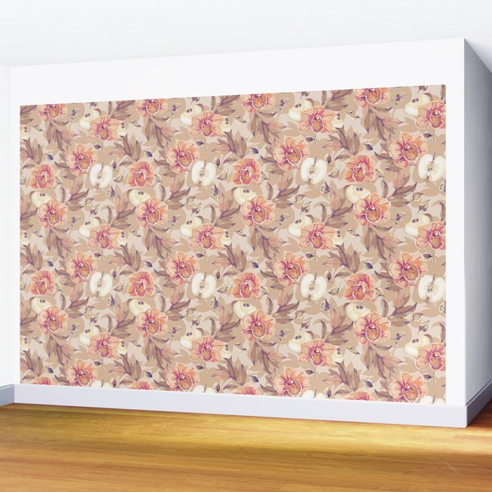 Tropical flowers autumn field Wall Mural Gallery Image 2