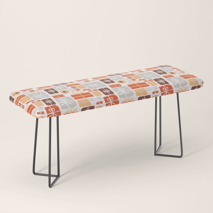 Christmas presents gray and orange pattern Bench Gallery Image 1