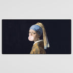 Girl with Pearl Earing Blowing Gum Desk Mat Gallery Image 3