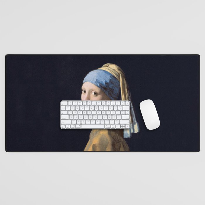 Girl with Pearl Earing Blowing Gum Desk Mat Gallery Image 1