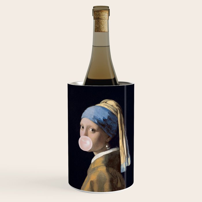 Girl with Pearl Earing Blowing Gum Wine Chiller