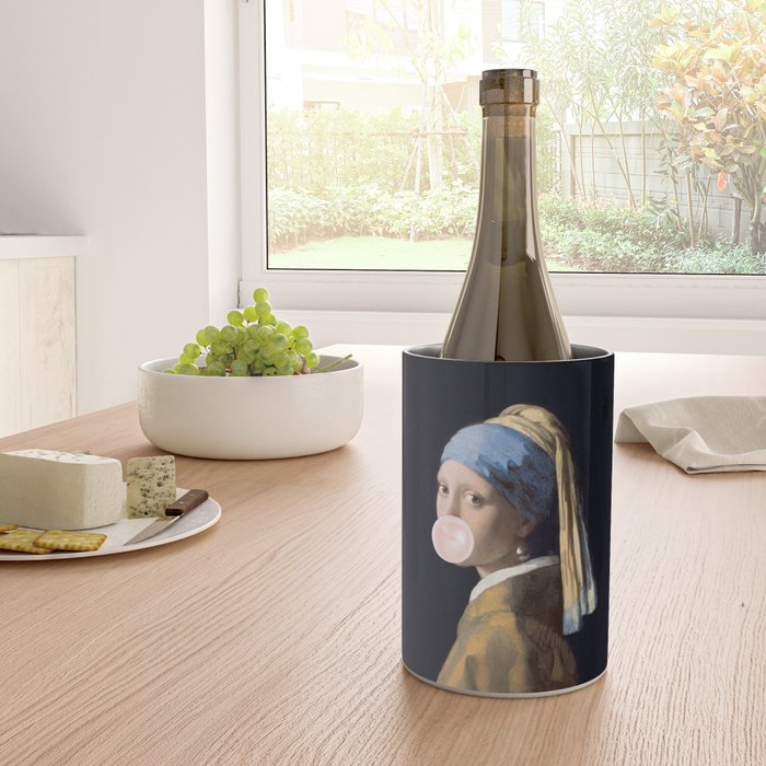 Girl with Pearl Earing Blowing Gum Wine Chiller Gallery Image 4