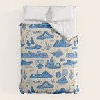 Abstract blue nature landscape doodle pattern Comforter Gallery Image 6