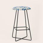 Abstract blue nature landscape doodle pattern Stool Gallery Image 1