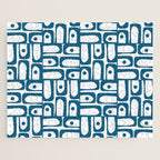Mid Century Modern Piquet Abstract Multi Geometric Pattern in Blue and White Jigsaw Puzzle Gallery Image 1
