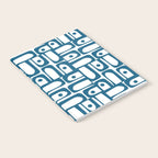 Mid Century Modern Piquet Abstract Multi Geometric Pattern in Blue and White Notebook Gallery Image 2