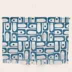 Mid Century Modern Piquet Abstract Multi Geometric Pattern in Blue and White Wall Hanging Gallery Image 1
