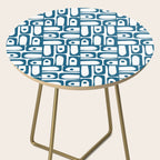 Mid Century Modern Piquet Abstract Multi Geometric Pattern in Blue and White Side Table Gallery Image 2