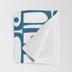 Mid Century Modern Piquet Abstract Multi Geometric Pattern in Blue and White Throw Blanket Gallery Image 3