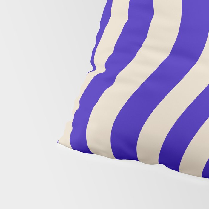 Wobbly Pop Stripes Pattern in Cobalt Blue and Beige Pillow Sham Gallery Image 4
