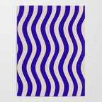 Wobbly Pop Stripes Pattern in Cobalt Blue and Beige Poster Gallery Image 4